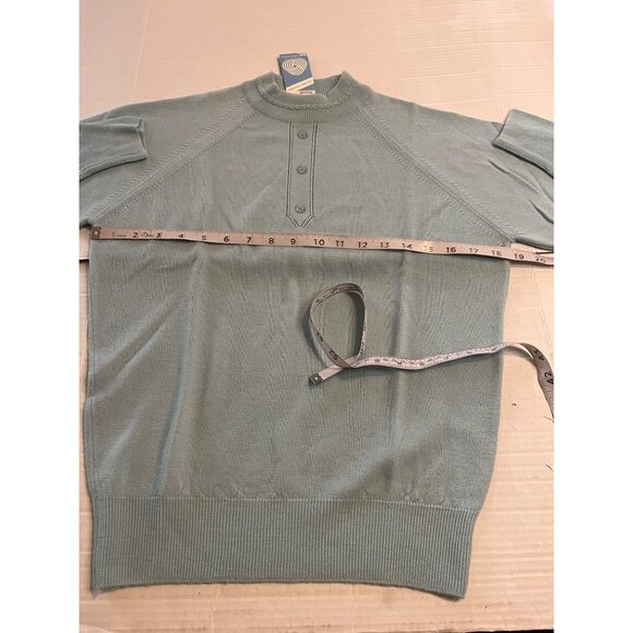 RARE! Vintage NWT 100% pure new wool Lambswool Crew Neck Sweater blue buttons - Picture 12 of 14